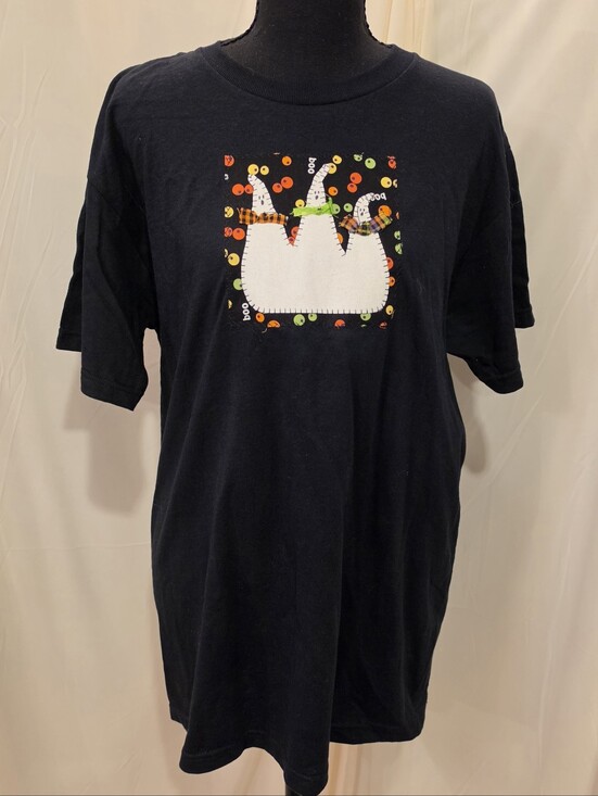 Fruit of the Loom Tops - Vintage 90s Fruit of the Loom Black Halloween Ghost Graphic Tee Medium M Spooky